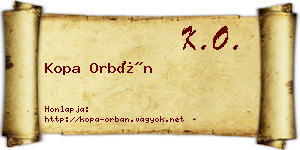 Kopa Orbán névjegykártya